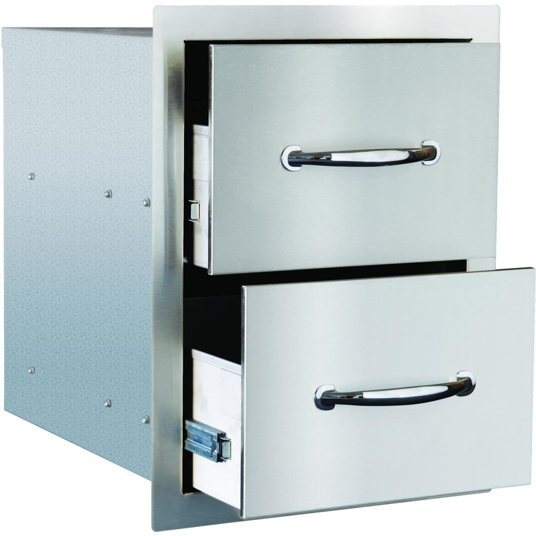 Summerset 15-Inch Stainless Steel Flush Mount Double Access Drawer - SSDR2