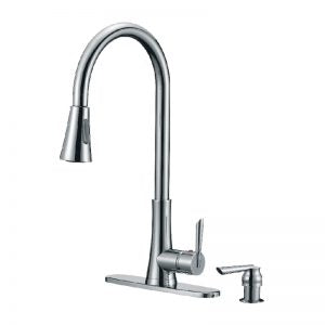 Sgle Hdle Sink Faucet Brass Body 18¨ W/Disp Soap & Plate