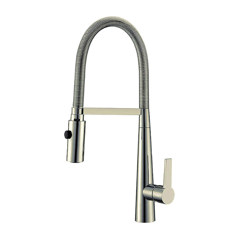 Sgle Hdle Sink Faucet Brass Body 20-1/2¨ High Spout Pull Spring - Satin Finish