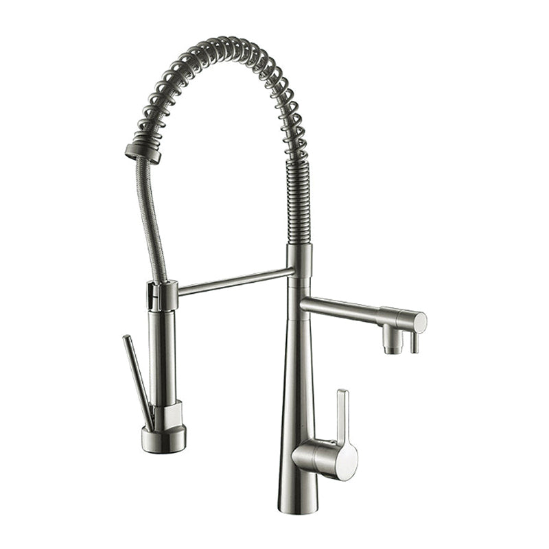 Sgle Hdle Sink Faucet Brass Body 22-5/8¨ High Double Pull Out Spout - Satin Finish