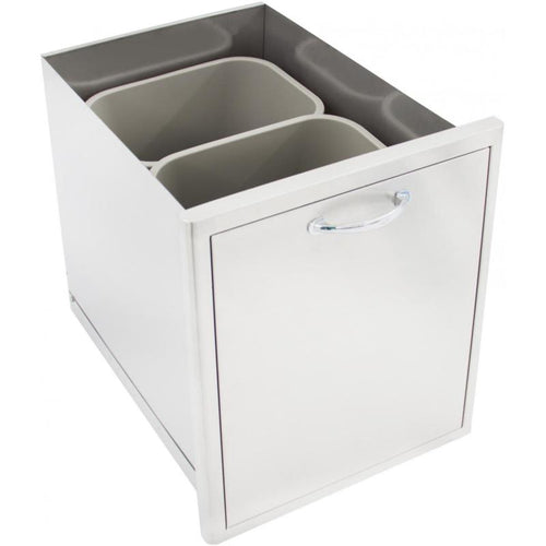 Blaze 20-Inch Roll-Out Stainless Steel Double Trash Recycling Drawer Bin