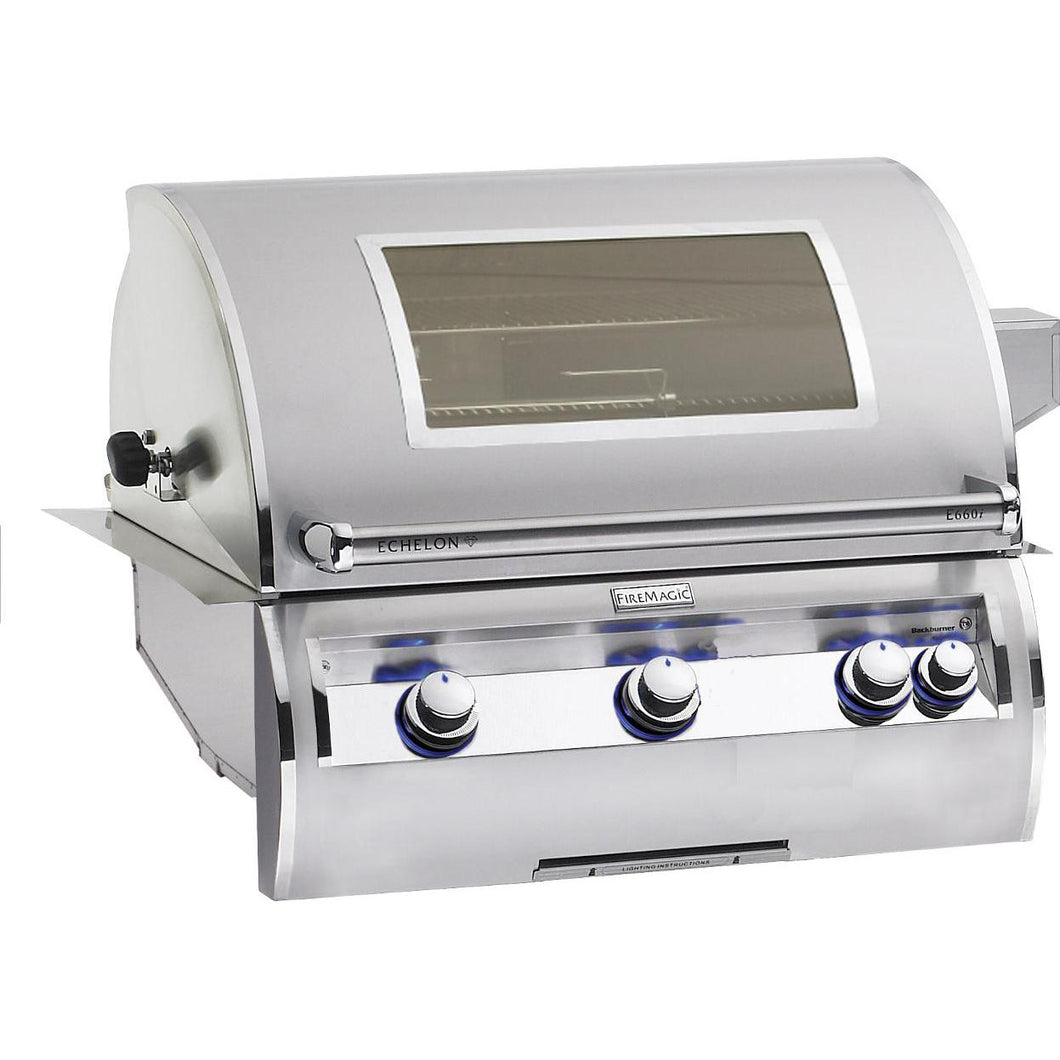 Fire Magic Echelon Diamond E660i 30-Inch Built-In Propane Gas Grill With One Infrared Burner and Analog Thermometer - E660i-4LAP/N / With Magic View Window - E660i-4LAP/N-W