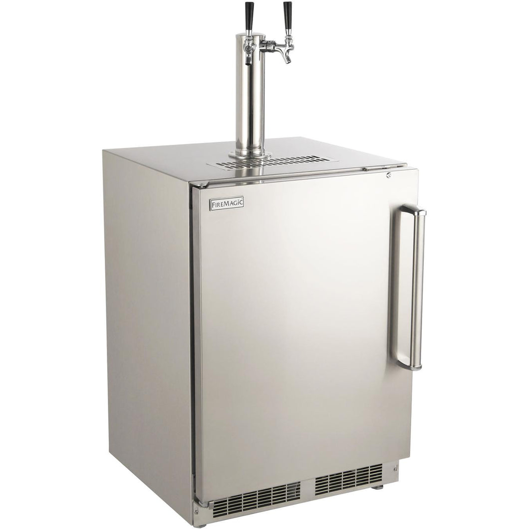 Fire Magic 24-Inch Left Hinged Outdoor Built-In Dual Tap Kegerator - Stainless Steel - 3594-DL - The Garden District