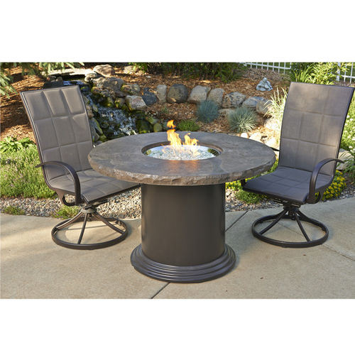 Outdoor Greatroom Colonial Dining Fire Pit Table with Marbleized Noche  Supercast Top - 183-MNB-48-DIN-K