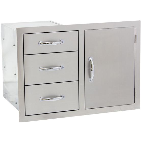 Summerset 30-Inch Stainless Steel Flush Mount Access Door & Triple Drawer Combo - SSDC-3