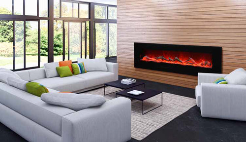 Amantii 72 Inch Electric Fireplace - WM-FM-72-8123-BG-EMBER/ ICE