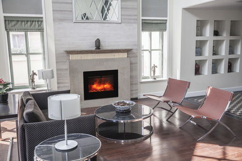 Amantii Zero Clearance 26 Inch Flush Mount Electric Fireplace - ZECL-26-2923-FM-BG-EMBER /ICE