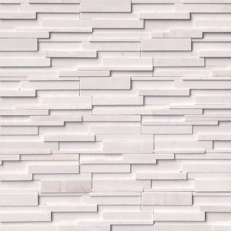 Arctic White 3D Honed Stacked Stone Panels