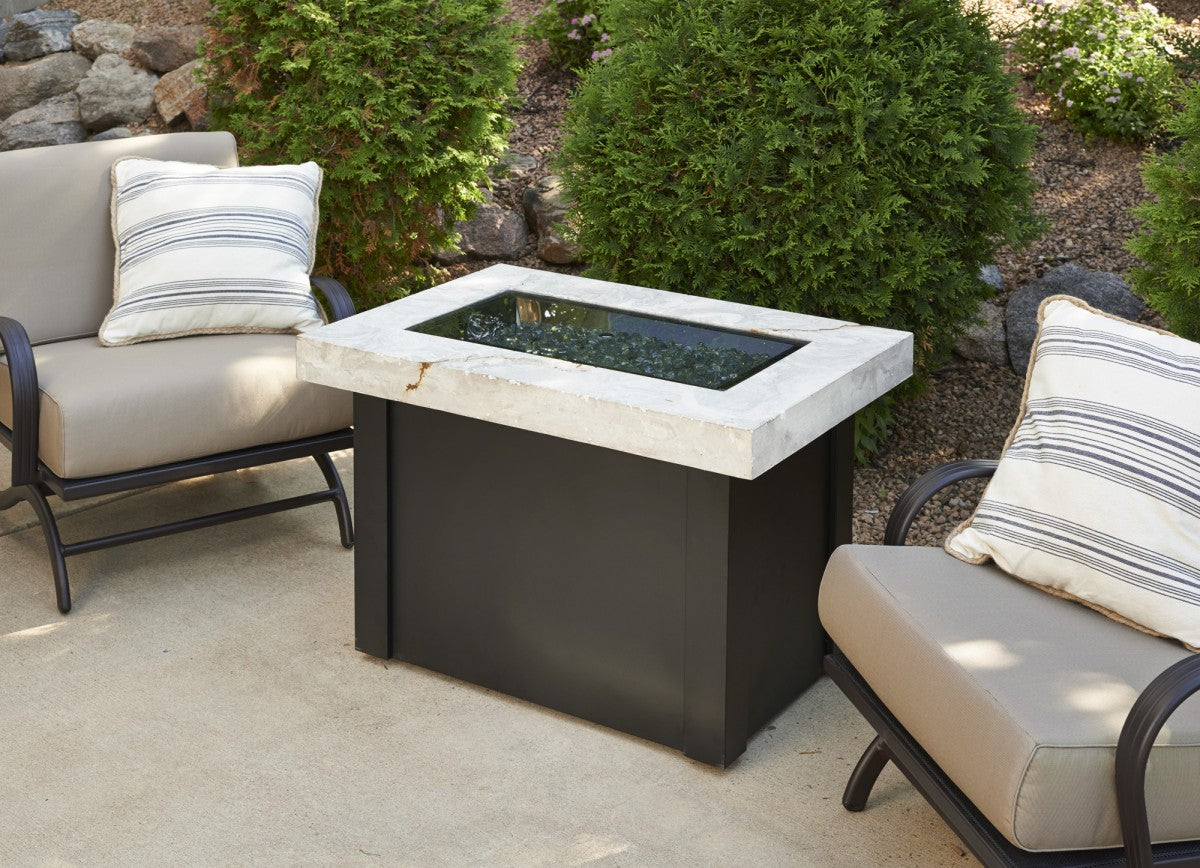 Outdoor Greatroom Providence Fire Pit Table with White Onyx Top - PROV-1224-WO-K